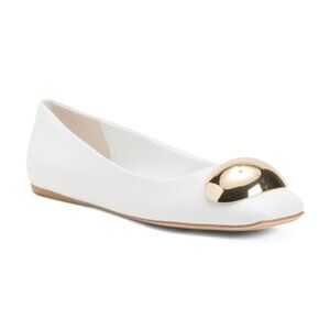 SARTO White Leather Amaya Ballet Flats